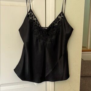 Elegant Black Lace Trim Cami Top